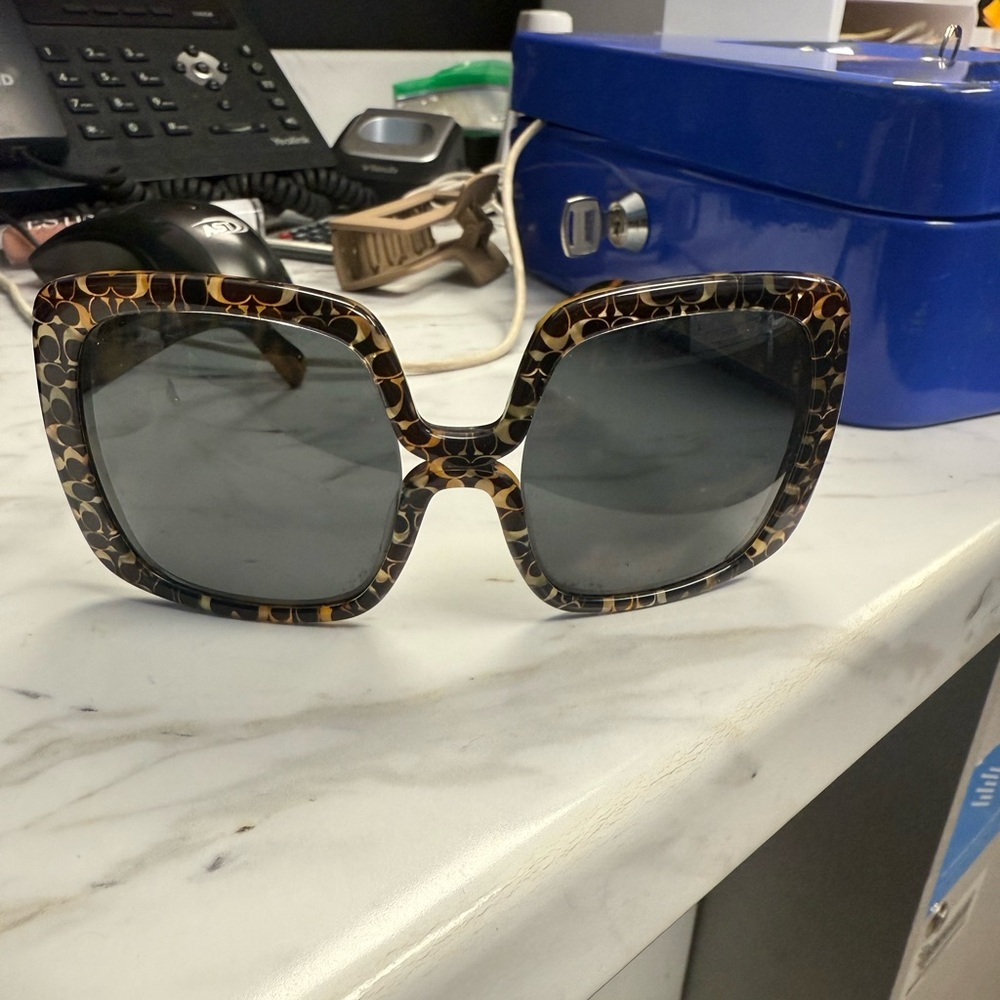 Coach Leopard Print Sunglasses with Black Lenses